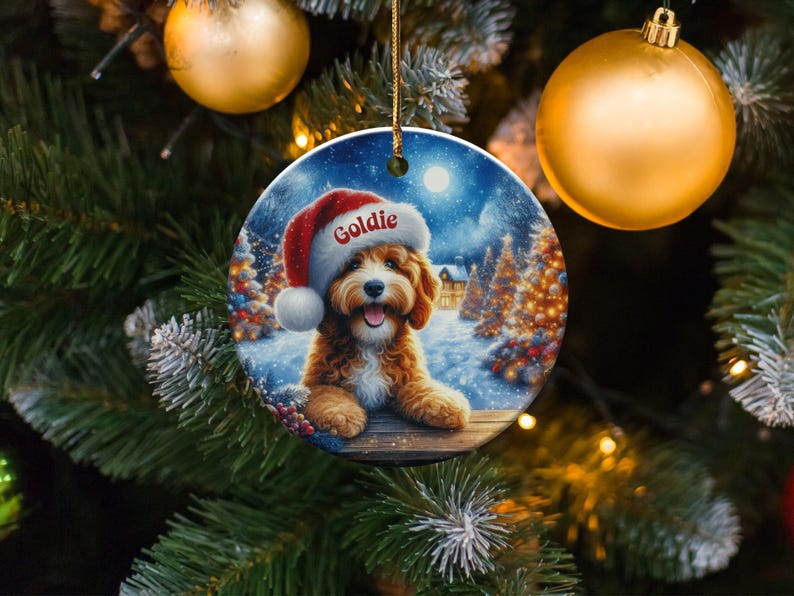 Personalized Dog Christmas Ornament, Holiday Tree Decoration, Custom Pet Keepsake, Festive Puppy Gift, Cute Canine Xmas Decor
