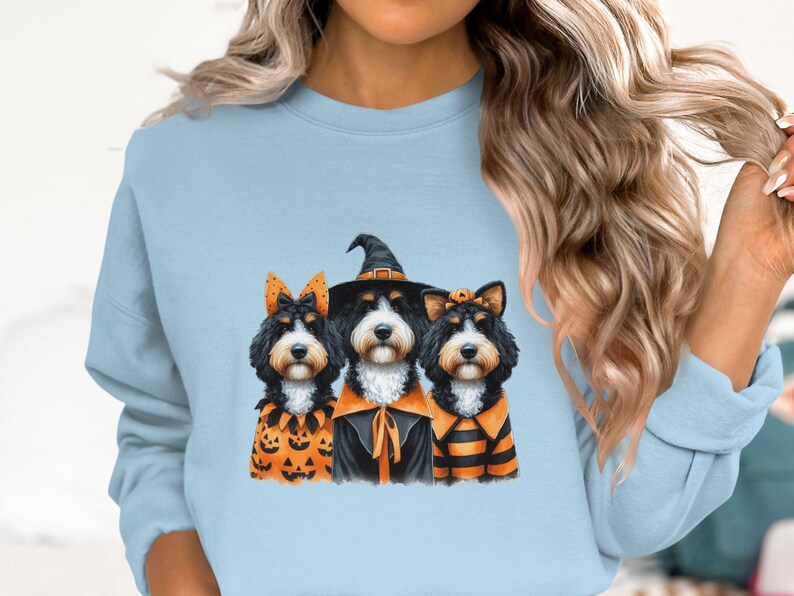 Sudadera de Halloween con diseño de Bernedoodle, disfraz de perro Doodle, regalo para amantes de los perros. imagen 5