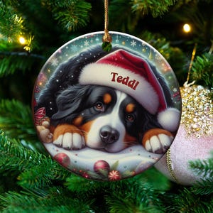 Bernese Mountain Dog Ornament, Custom Name Pet Keepsake | Double-Sided Ceramic | 3-Inch Sublimation Holiday Tree Decor immagine 9