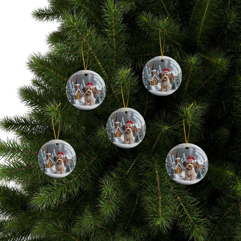 Christmas Tree Ornaments, Holiday Decorations Set, Festive Hanging Ornaments with Cute Dog, Winter Scene Baubles, Christmas Decor