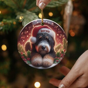 Custom Bernedoodle, Festive Tree Decor Ornament | Sublimation Print | Two-Sided Pet Lover Gift Keepsake image 7