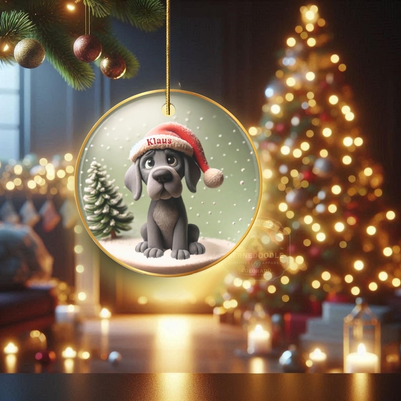 Great Dane Ornament, Custom Dog Portrait Keepsake | Sublimation Ceramic | 3 Inch Holiday Decor image 14