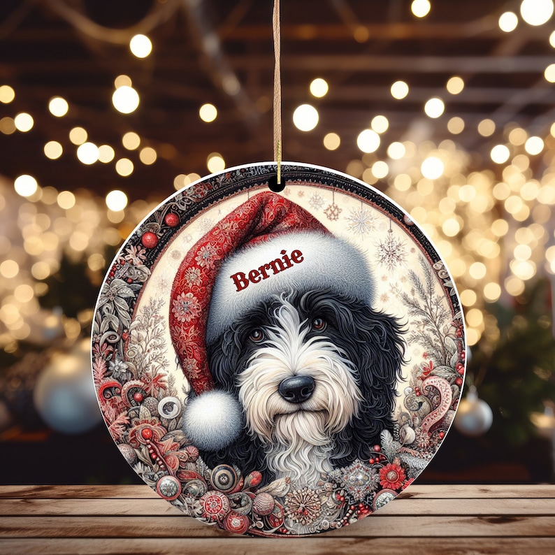 Vintage look Bernedoodle Ornament
