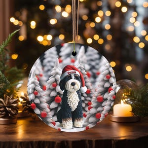 Adorable bernedoodle ornament, perfect doodle dog gift