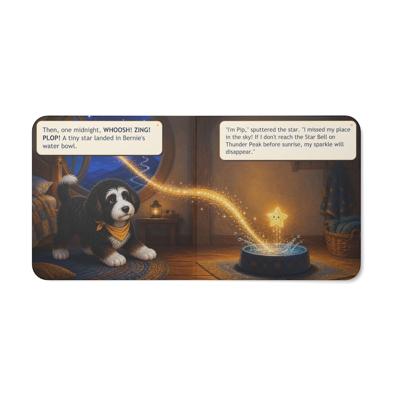 Bernie il Bernedoodle salva una stella perduta / Libro cartonato spesso / Avventura della buonanotte per bambini immagine 10