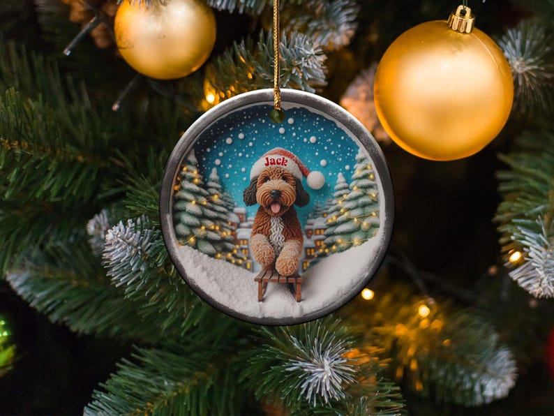 Personalized Dog Christmas Ornament, Custom Pet Holiday Decoration, Unique Dog Lover Gift, Festive Tree Decor, Pet Mom Dad Present