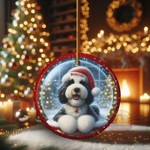 Custom Dog Ornament, Sheepadoodle Snow Globe Design (Sublimation, Ceramic) - Personalized Keepsake Gift, Holiday Tree Decor image 19