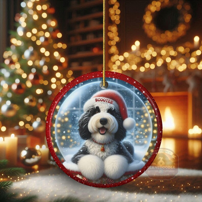 Custom Dog Ornament, Sheepadoodle Snow Globe Design (Sublimation, Ceramic) - Personalized Keepsake Gift, Holiday Tree Decor image 19