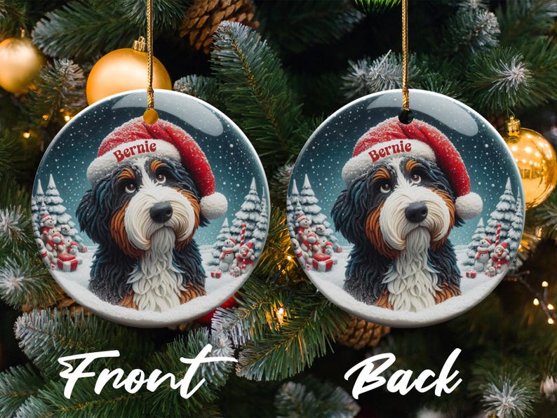Personalized Christmas Dog Ornament, Custom Pet Photo Decoration, Cute Puppy Santa Hat, Dog Lover Gift, Holiday Tree Decor