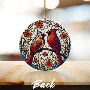 Cardinal Stained-Glass Design Ceramic Ornament image 8