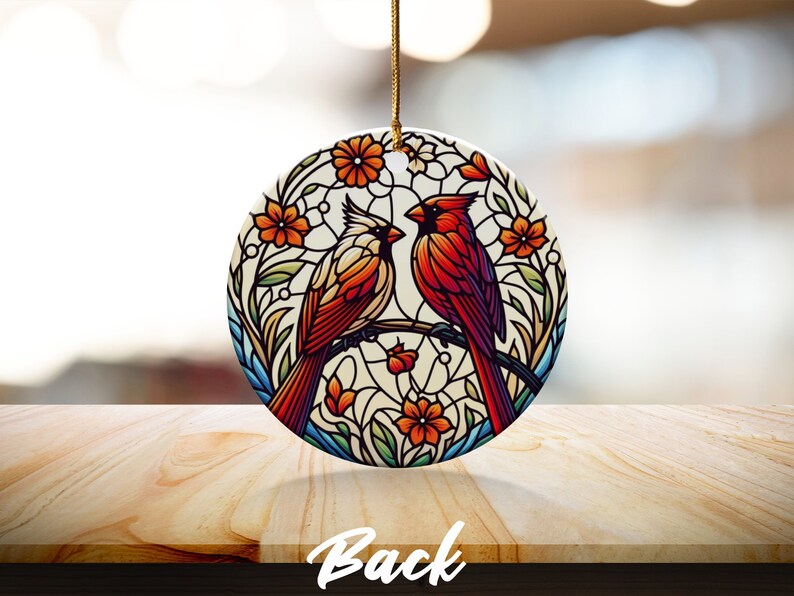Cardinal Stained-Glass Design Ceramic Ornament image 8