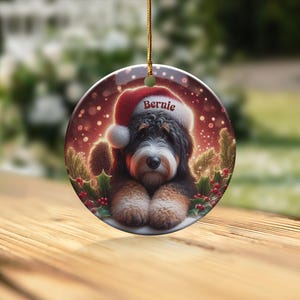 Custom Bernedoodle, Festive Tree Decor Ornament | Sublimation Print | Two-Sided Pet Lover Gift Keepsake image 10