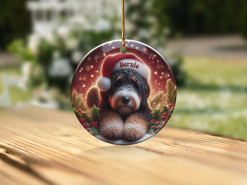 Custom Bernedoodle, Festive Tree Decor Ornament | Sublimation Print | Two-Sided Pet Lover Gift Keepsake image 10