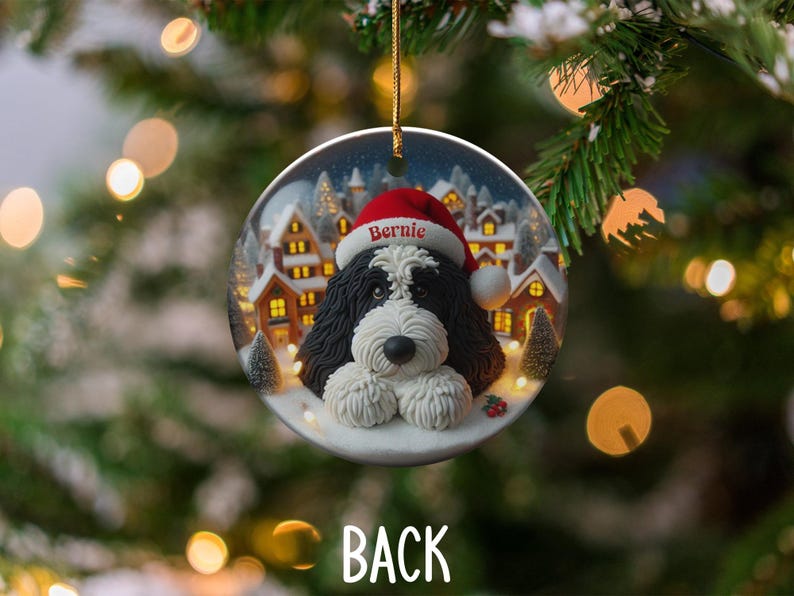 Personalized Dog Christmas Ornament, Custom Pet Portrait Holiday Decoration, Unique Pet Lover Gift, Festive Dog Tree Ornament