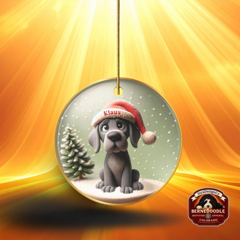 Great Dane Ornament, Custom Dog Portrait Keepsake | Sublimation Ceramic | 3 Inch Holiday Decor image 10