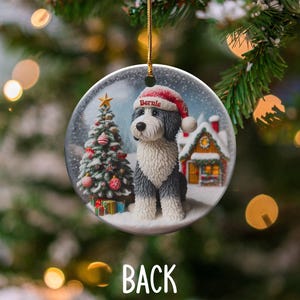 Dog Ceramic Ornament, Sheepadoodle Keepsake - Sublimation Art | Festive Dog Decor, Double Sided Artwork | 3 Inch Christmas Gift image 8