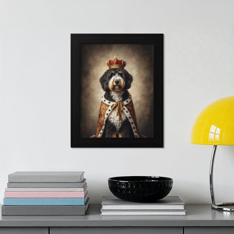 Royal Dog Portrait Wall Art, King Dog Canvas Print, Regal Pet Decor, Unique Dog Lover Gift, Dog Majesty Artwork