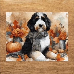 Niedliches Bernedoodle-Herbstpuzzle (252 Teile) – Lustiges Geschenk für Tierliebhaber – Dekoratives Puzzle für Kinder und Erwachsene – Ideal zum Entspannen Bild 3