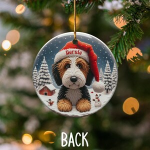 Personalized Dog Christmas Ornament, Custom Pet Ornament, Winter Holiday Decoration, Cute Dog Art, Christmas Tree Decor