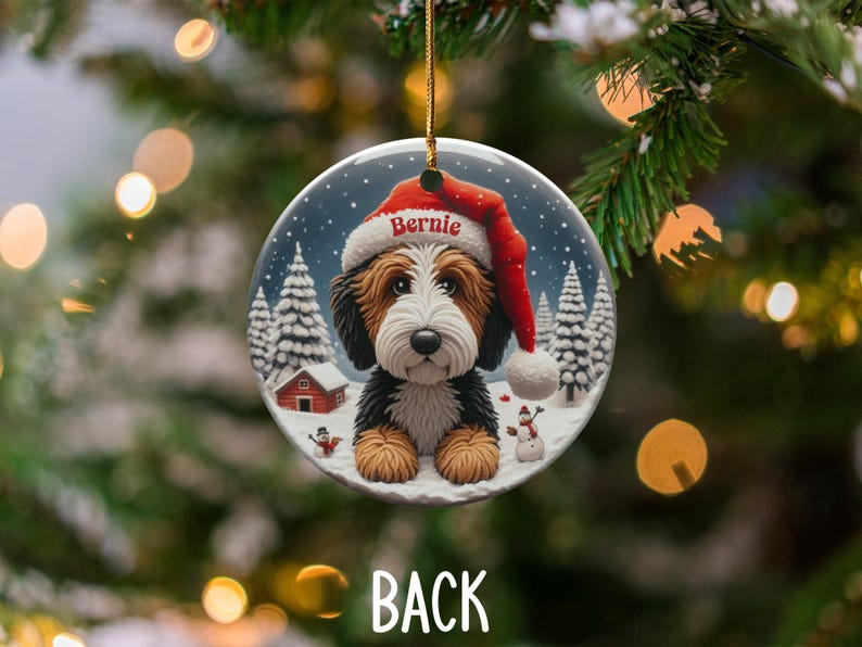 Personalized Dog Christmas Ornament, Custom Pet Ornament, Winter Holiday Decoration, Cute Dog Art, Christmas Tree Decor