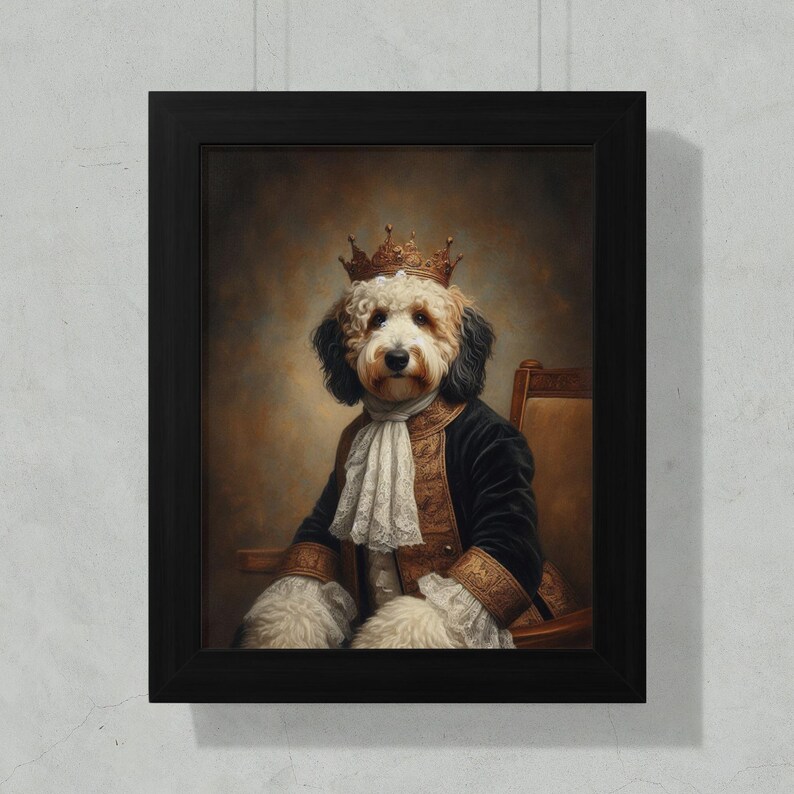 Royal Dog Portrait Wall Art, King Dog Painting, Custom Pet Royalty, Personalized Pet Portrait, Unique Pet Gift Decor, Dog Lover Art