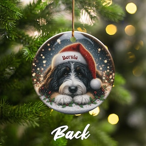 Bernedoodle Santa Ornament, Ceramic Keepsake - Sublimation Print | 3-Inch Holiday Decor | Dog Lover Gift For Christmas Tree image 9