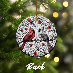 Cardinal Ceramic Ornament, Stained Glass Design image 6