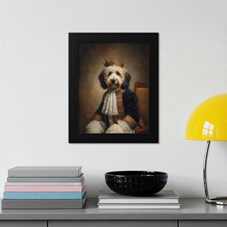Royal Dog Portrait Wall Art, Funny Pet Painting for Home Decor, Unique Dog Owner Gift, Cute Animal Artwork, Dog Lover Wall Decor