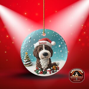 Personalized Brown Bernedoodle Christmas Ornament, Custom Dog Keepsake | Ceramic | 2.76-Inch Round Holiday Decoration, Sublimation image 8
