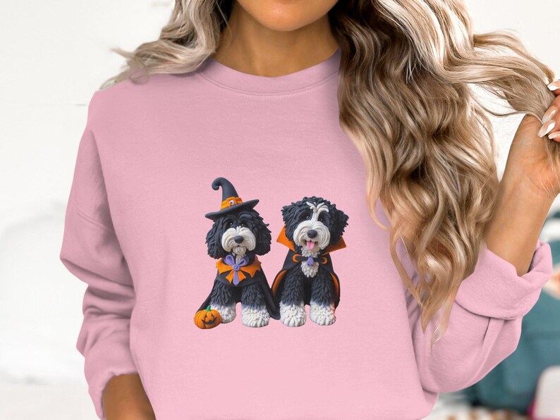 Bernedoodle Halloween Sweatshirt, Doodle Dog Costume, Pet Lover Gift image 2