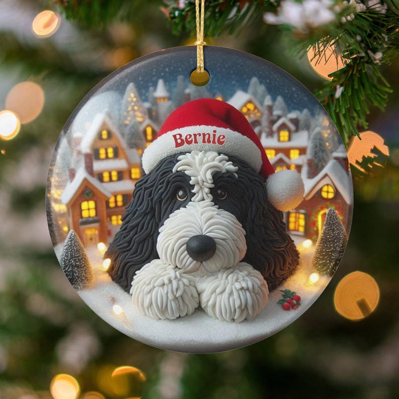 Personalized Dog Christmas Ornament, Custom Pet Portrait Decoration, Holiday Tree Decor for Dog Lovers, Perfect Gift