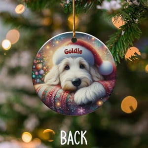 Custom Pet Ornament, Festive Goldendoodle Holiday Keepsake | Ceramic | 3 Inch Sublimation Print image 6