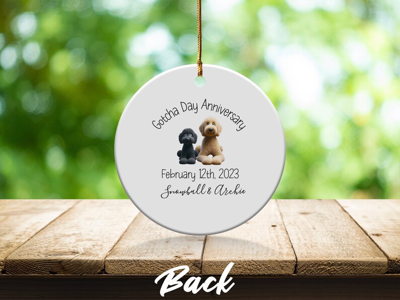 Dog Ornament Custom, Personalized Pet Adoption Keepsake | Ceramic Heirloom - Double Sided - 3 Inch Sublimation Decor image 9