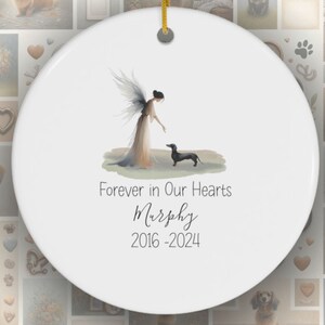 Personalized Dachshund Tribute Ornament, Doxie Watercolor Design, Custom Weiner Dog Memorial, Personalized Tribute Ornament,Dapple Loss Gift