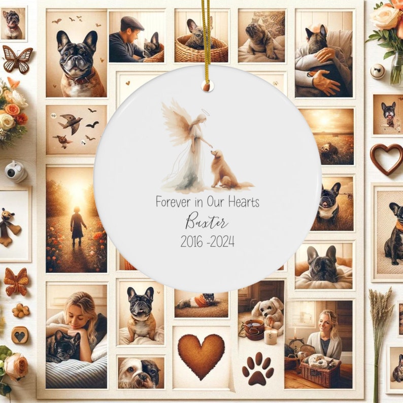 Personalized Golden Retriever Memorial Ornament, Watercolor Design, Custom Pet Name Gift, Personalized Pet Tribute Ceramic Ornament, Pet Loss Gift