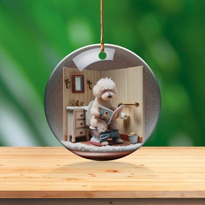 Funny Dog Toilet - Ceramic Ornament - Sublimation Print, Goldendoodle Restroom Keepsake image 10