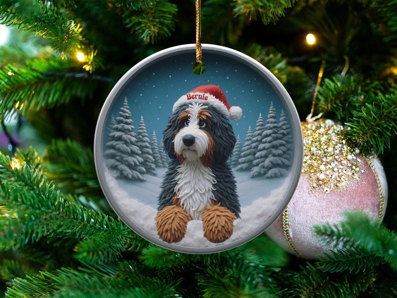 Custom Dog Christmas Ornament, Personalized Pet Holiday Decoration, Cute Puppy Keepsake Gift, Unique Xmas Tree Decor