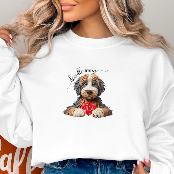 Custom Bernedoodle Mom Sweatshirt, Personalized Dog Name