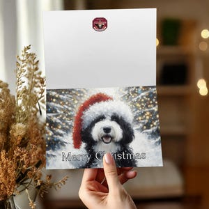 Merry Christmas Dog Card, Cute Sheepdog Holiday Greeting Card, Christmas Dog Art, Christmas Card with Dog, Festive Canine Card