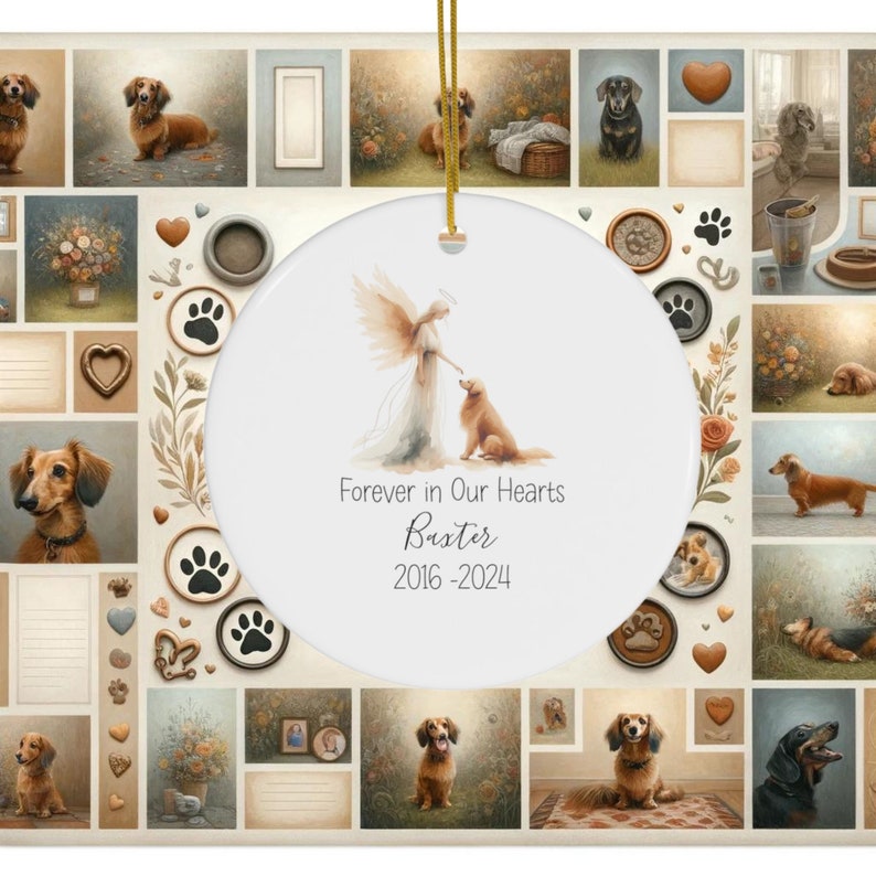 Goldendoodle, Golden Retriever, Personalized Pet Memorial Watercolor Design, Pet's Name Gift, Custom Pet Name Gift, Personalized Pet Tribute Ceramic Ornament, Pet Loss Gift