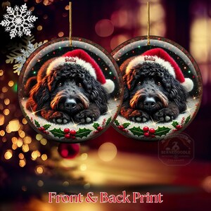 Custom Dog Keepsake, Personalized Black Doodle Ornament - Double-Sided Sublimation Ceramic - Holiday Tree Decor image 13