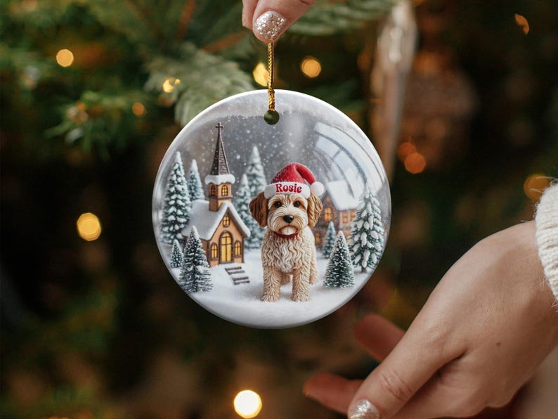 Personalized Dog Christmas Ornament, Custom Name Dog Ornament, Pet Memorial Holiday Decoration, Festive Pet Ornament Gift