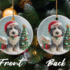 Custom Dog Ornament, Sheepadoodle Keepsake Shiny Flat | Sublimation | 3 Inch Ceramic Gift image 7