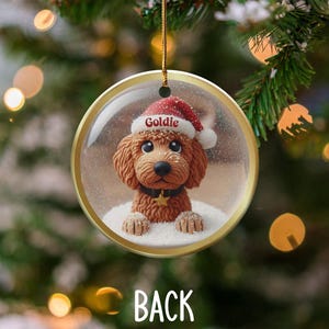Personalized puppy christmas ornament, Dog lover gift, Custom pet name decor, Holiday tree decoration, Pet themed ornament
