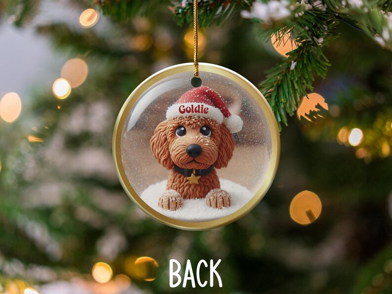 Personalized puppy christmas ornament, Dog lover gift, Custom pet name decor, Holiday tree decoration, Pet themed ornament