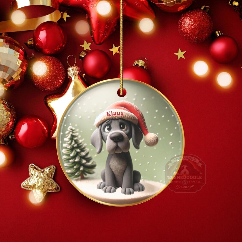 Great Dane Ornament, Custom Dog Portrait Keepsake | Sublimation Ceramic | 3 Inch Holiday Decor image 4