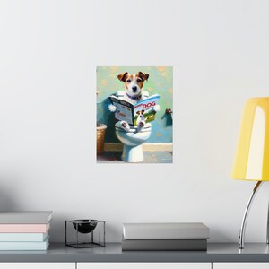 Personalized Cavadoodle Cavapoo Poster, Dog Sitting On Toilet Poster, Bathroom Dog Reading Magazine, Dog Dad, Dog Mom Gift, Dog Person Gift image 2