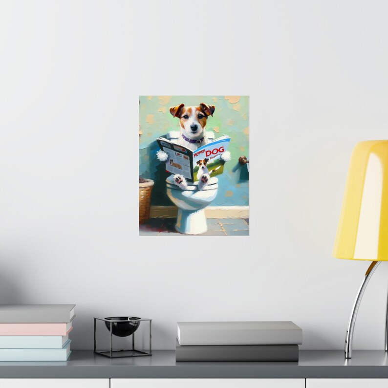 Personalized Cavadoodle Cavapoo Poster, Dog Sitting On Toilet Poster, Bathroom Dog Reading Magazine, Dog Dad, Dog Mom Gift, Dog Person Gift image 2