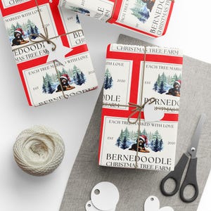 Bernedoodle Dog Themed Christmas Wrapping Paper – Doodle Lover Festive Design image 5