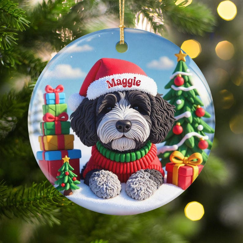 Personalized Dog Christmas Ornament, Cute Puppy Holiday Decoration, Custom Pet Photo Gift, Christmas Tree Decoration